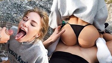 Молодые чирлидерши обожают спермовый бриз на пляже